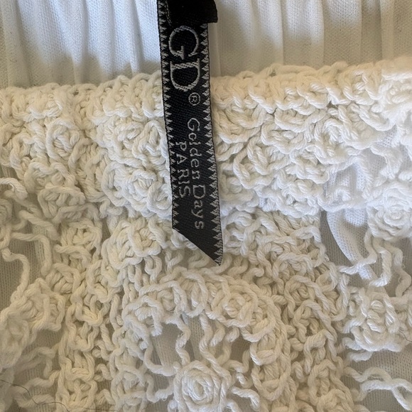 Crochet white boho chic asymmetrical midi skirt Elegant & Feminine (S/M) - Picture 9 of 10